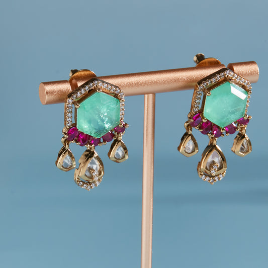 AD Green And Pink Stone W Hangings