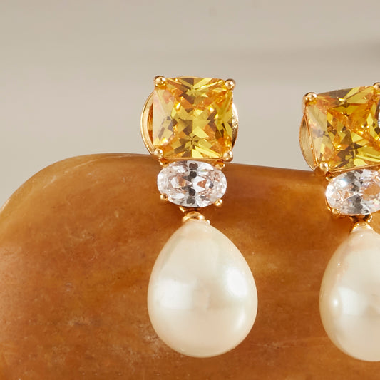 Yellow Stone Small With Pearl Drop